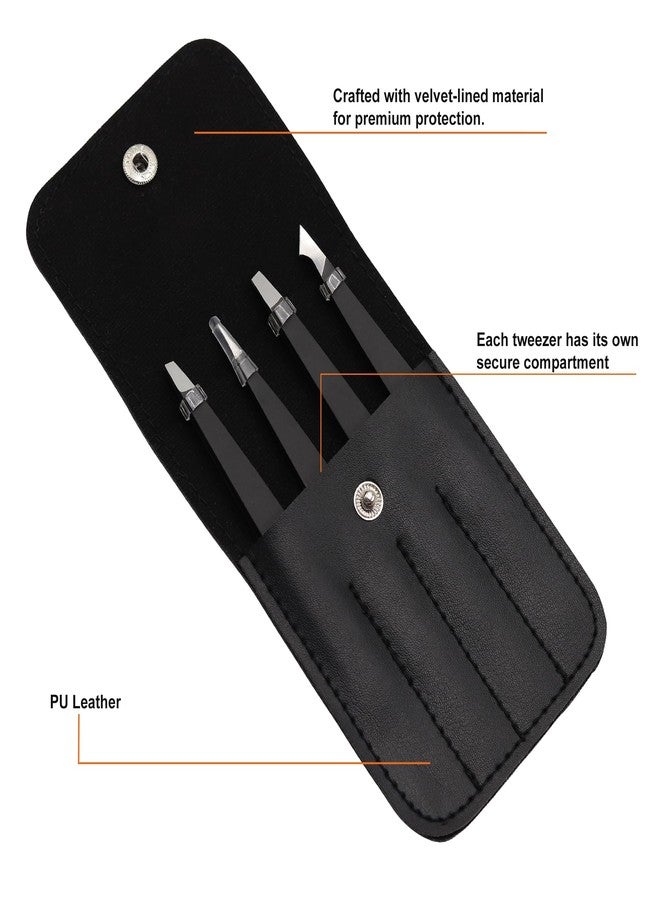 Glory 4 Pcs Precision Eyebrow Tweezers Set Professional Stainless Steel Brow Tweezers for Eyebrows, Ingrown Hair & Facial Use with American-Inspired Design - Image 4