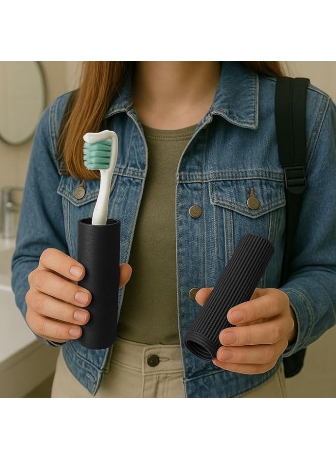 Portable Toothbrush Travel Case, Black Protective Holder with Ventilation Design (Portable Toothbrush Travel Case, Black Protective Holder with Ventilation Design (black-1pc) - Image 2