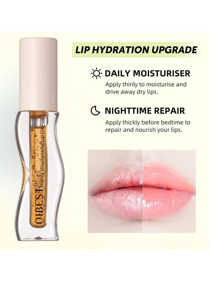 Honey Shiny Lip Oil Lip Gloss Oil for Shiny Long Lasting Moisturizing Lips Hydrating Lip Glow Oil Nourishing Glossy Transparent Lip Oil Plumping Lip Oil Lip Balm Honey Lip Balm
