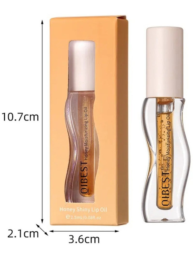 Honey Shiny Lip Oil Lip Gloss Oil for Shiny Long Lasting Moisturizing Lips Hydrating Lip Glow Oil Nourishing Glossy Transparent Lip Oil Plumping Lip Oil Lip Balm Honey Lip Balm