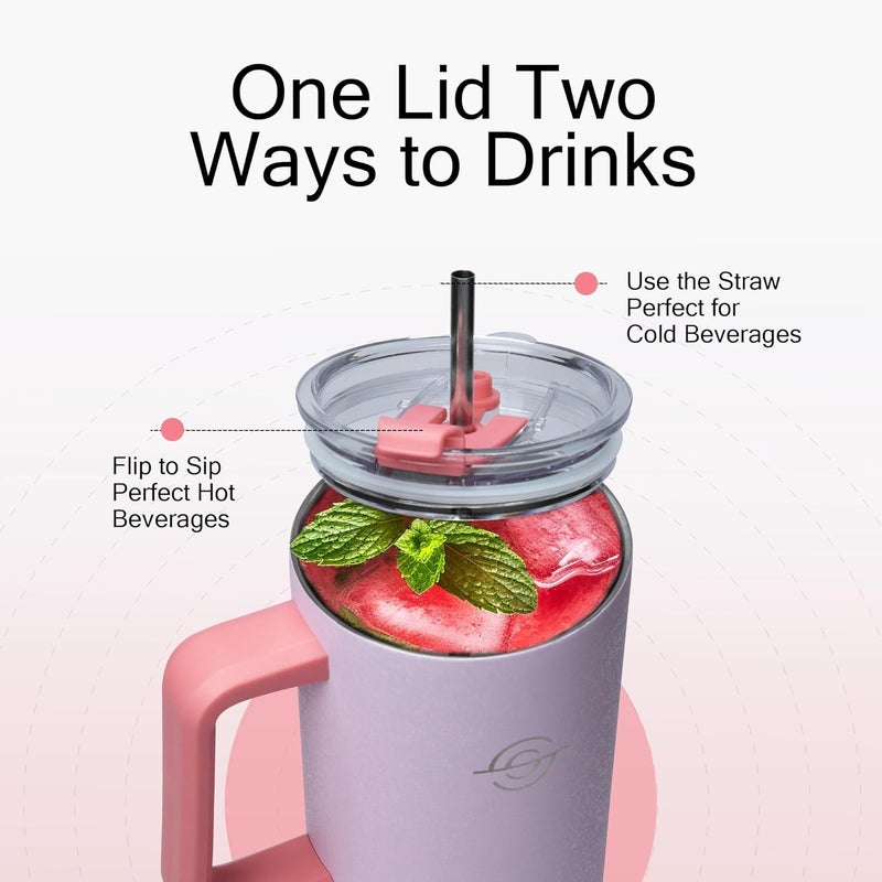 SOLARA Elixir 40oz Insulated Tumbler with Straw and Lid, Tumbler for Hot and Cold, 1200ml Stainless Steel Tumbler with Straw, Travel Tumbler, Coffee Mug for Office, Home, Cotton Candy - Image 2