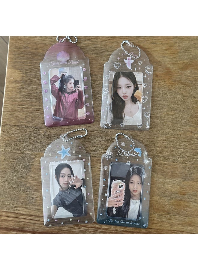 NIBEMINENT 1 - Piece Marine Life Kpop Photo Card Holder Pendant Key Chain ID Badge Holder ID Card Holder Photo Card Protector for School ID Office ID Access Card for Women Girls - Image 2