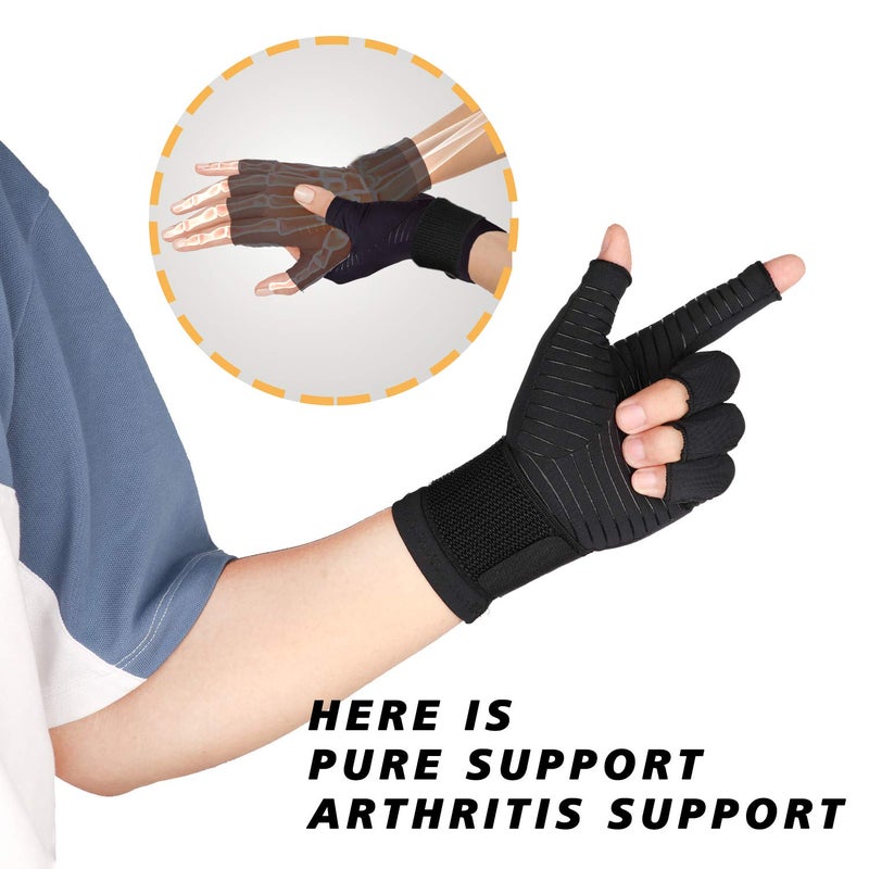 THX4COPPER Compression Arthritis Gloves with Strap, Carpal Tunnel,Support - Image 5