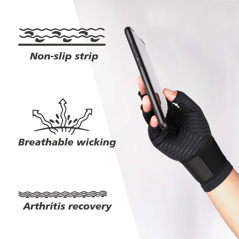 THX4COPPER Compression Arthritis Gloves with Strap, Carpal Tunnel,Support - Image 2