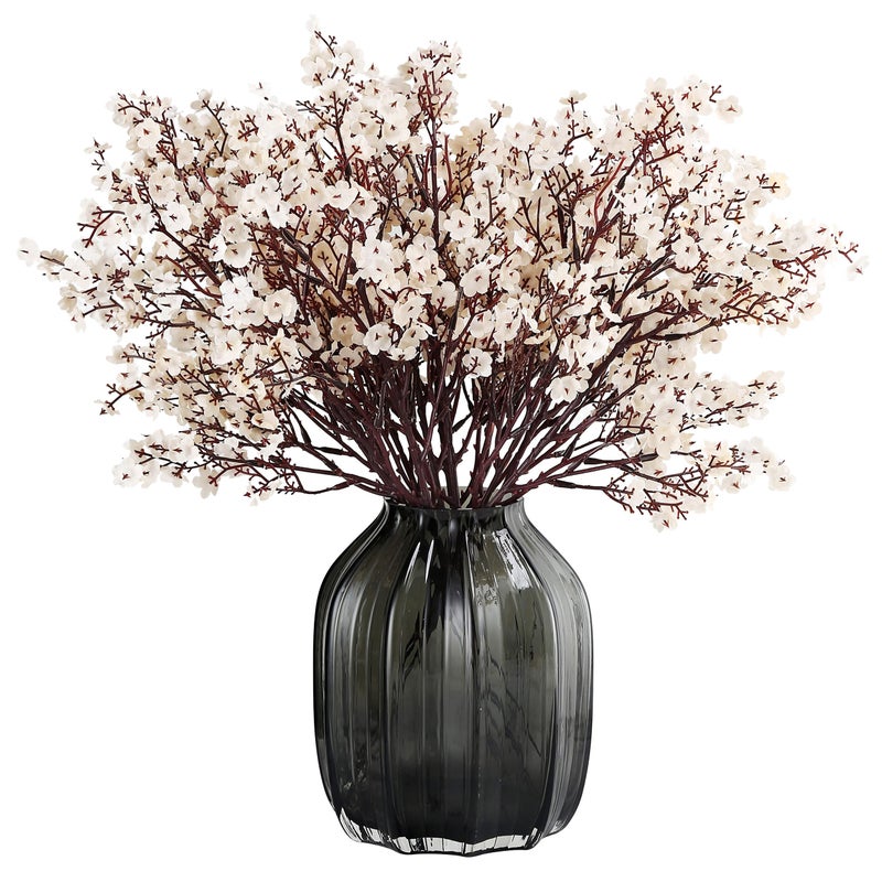 JAKY Global JAKY-Global Babys Breath Fabric Cloth Artificial Flowers 6 Bundle European Fake Silk Plants Decor Wedding Party Decoration Bouquets Real Touch DIY Home Garden (Beige, 6 Bundles) - Image 1