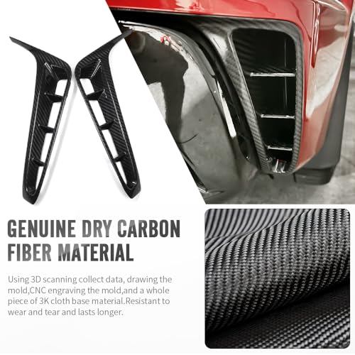 Yipmotiv Dry Carbon Fiber Rear Bumper Air Vent Cover for Corvette C8 ZR1 Z06 ERay 2020 2021 2022 2023 2024 2025Bumper Spoiler Lower Side Vent Trim Glossy Carbon - Image 3