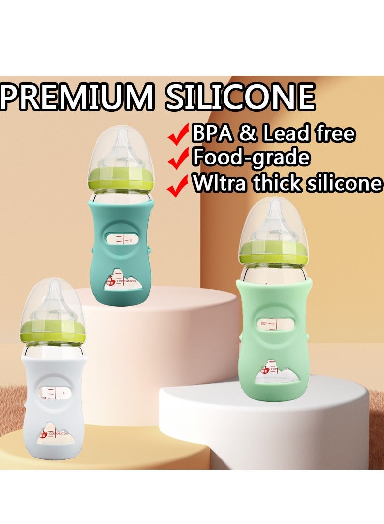 3 Pack Silicone Bottle Sleeves for Avent Natural Glass Baby Bottles, Protection and Insulation, Glass Baby Bottle Sleeve Compatible with Avent Glass Bottles, Dishwasher Safe (8oz) - Image 4