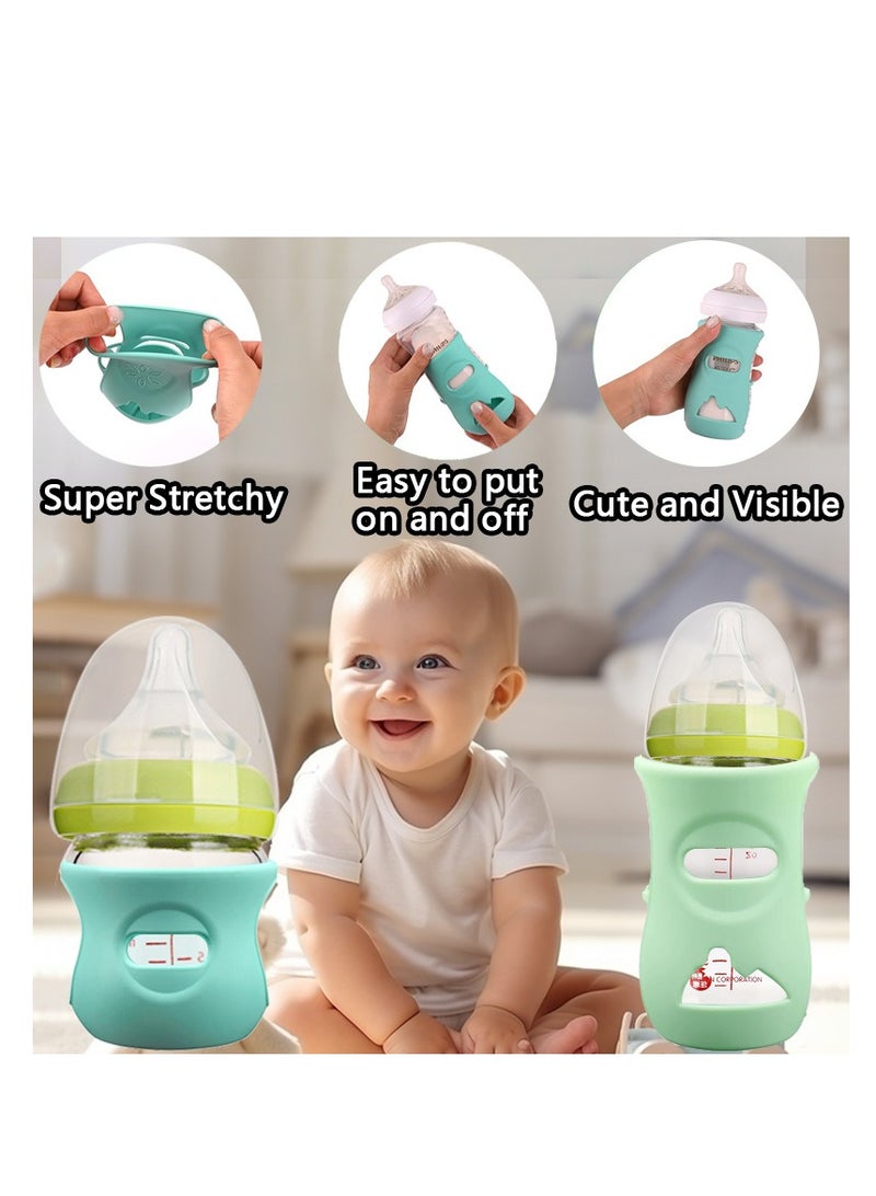 3 Pack Silicone Bottle Sleeves for Avent Natural Glass Baby Bottles, Protection and Insulation, Glass Baby Bottle Sleeve Compatible with Avent Glass Bottles, Dishwasher Safe (8oz) - Image 2