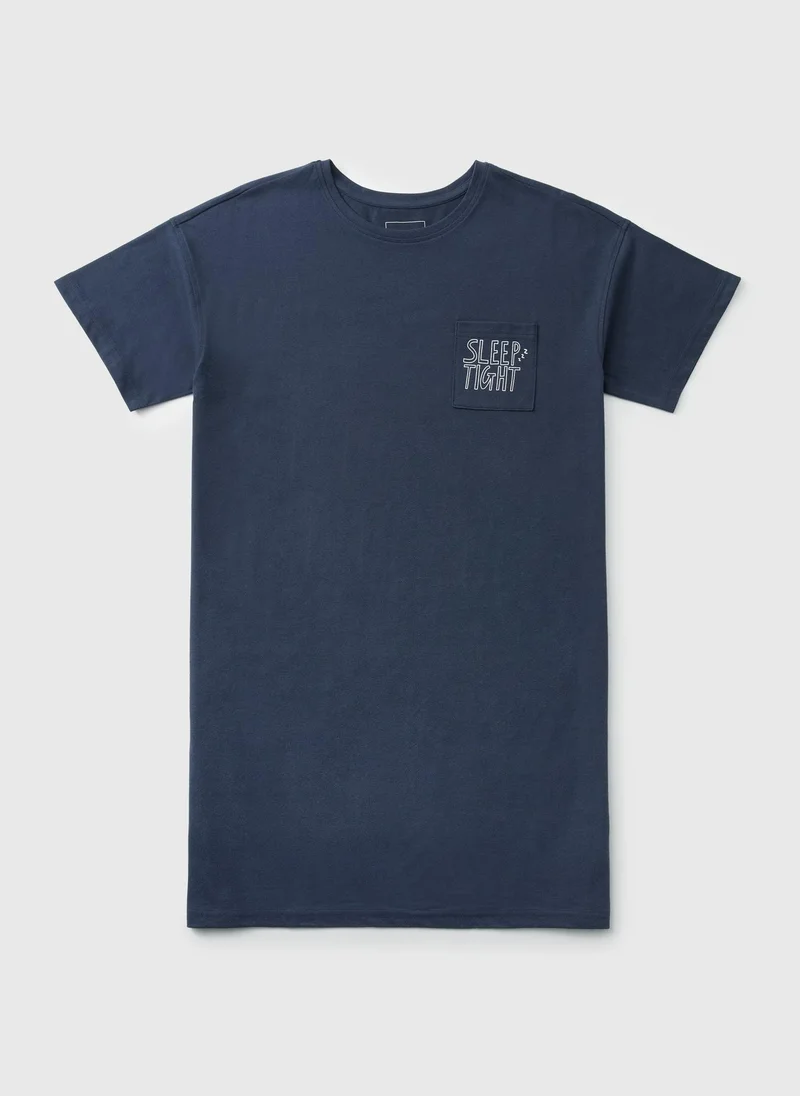 ماتلان Navy Sleep Tight Slogan Nightie