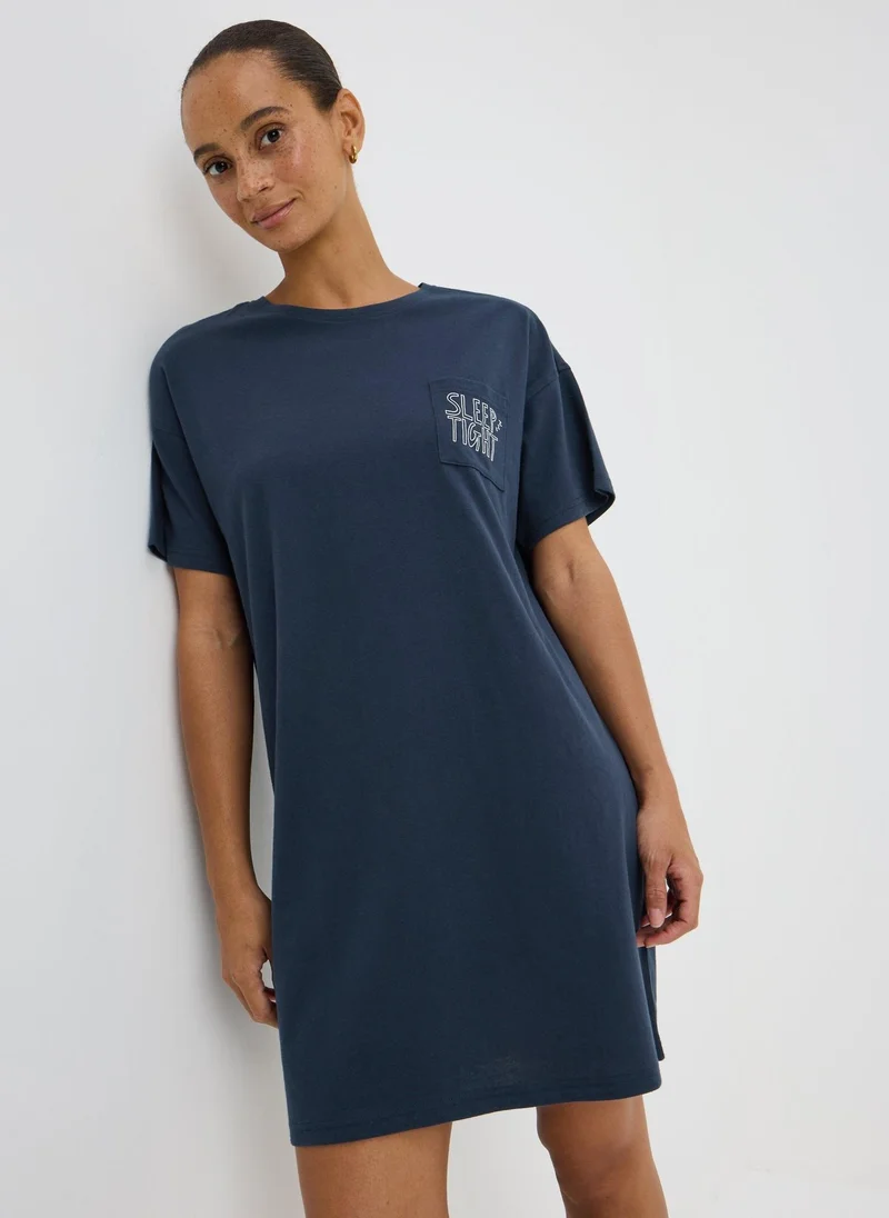 ماتلان Navy Sleep Tight Slogan Nightie