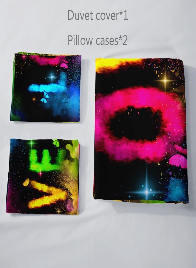 AILONEN 3D Love Printed Duvet Cover Set King Size, Colored Fog Rainbow Comforter Cover Set,Colorful Tie Dye Quilt Cover and 2 Pillowcases,3 Pieces - Image 4