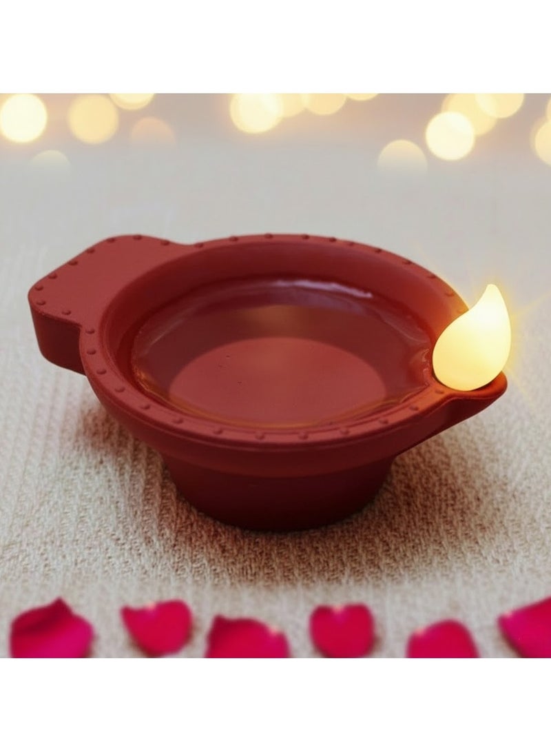 zayo Decorative LED Diyas Pack of 6 – Red, Battery Operated with Water Sensor - Image 2