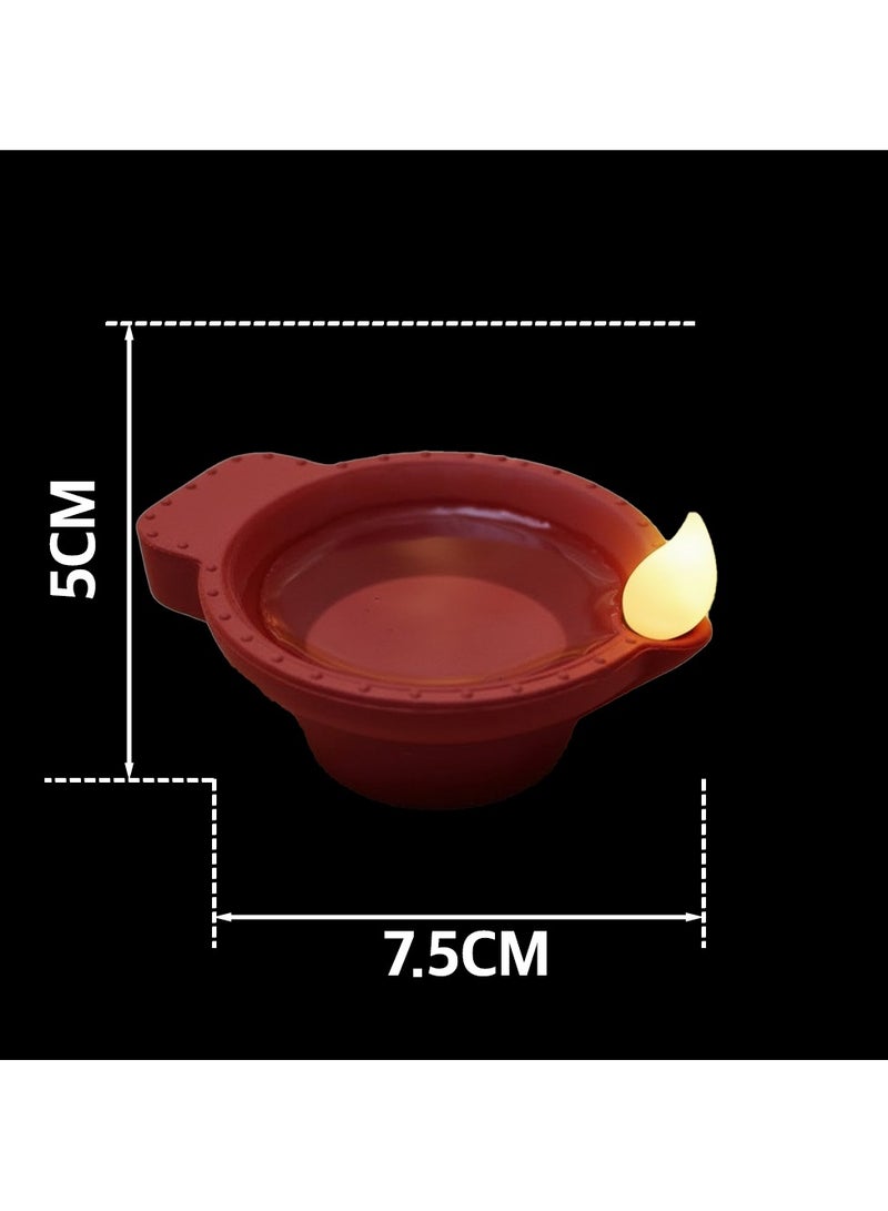 zayo Decorative LED Diyas Pack of 6 – Red, Battery Operated with Water Sensor - Image 4