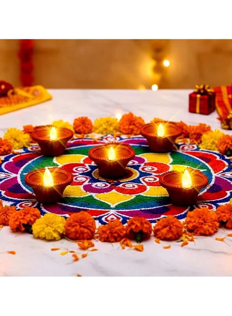 zayo Decorative LED Diyas Pack of 6 – Red, Battery Operated with Water Sensor - Image 5