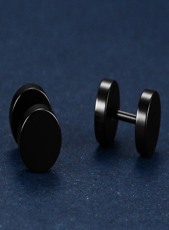 Xusamss Punk Body Piercing Titanium Steel Round Barbell Stud Earrings - Image 3