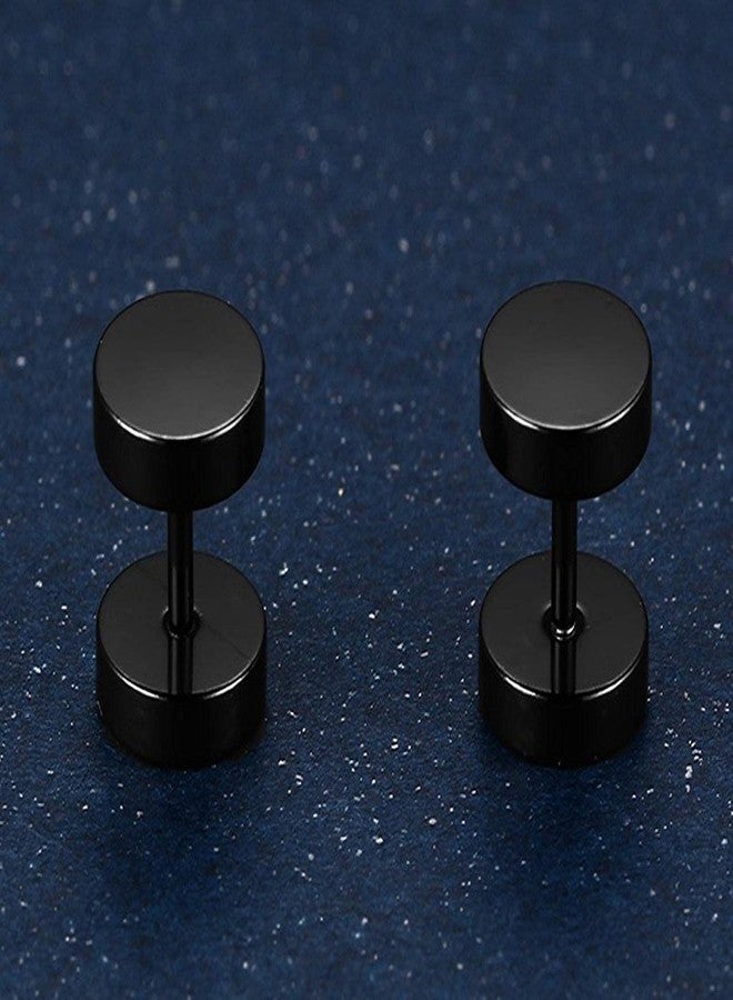 Xusamss Punk Body Piercing Titanium Steel Round Barbell Stud Earrings - Image 2