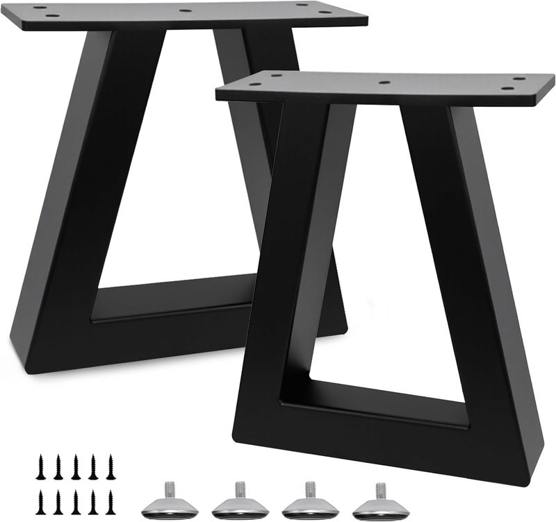 YCFHFC 10 '' Trapezoid Metal Table Legs Heavy Duty Steel Furniture Legs for DIY Sofa, Couch, Bench,Stool,Coffee Table, End/Side Table,Cabinet Feets (Set of 2, Black) - Image 1