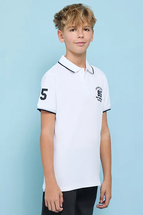 أر أند بي Printed Polo T-Shirt with Short Sleeves