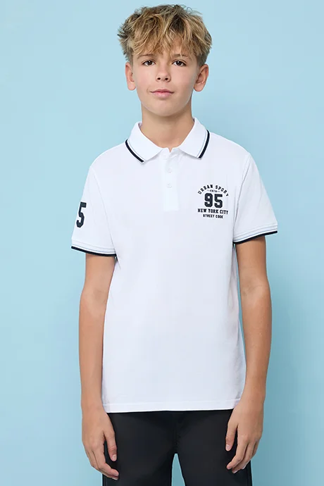 أر أند بي Printed Polo T-Shirt with Short Sleeves