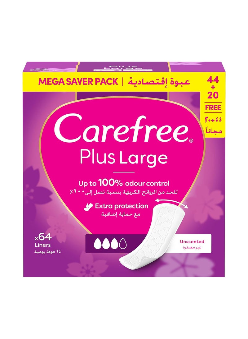 Carefree Cotton Feel Nomal Unscented Pantyliners 64 Pcs