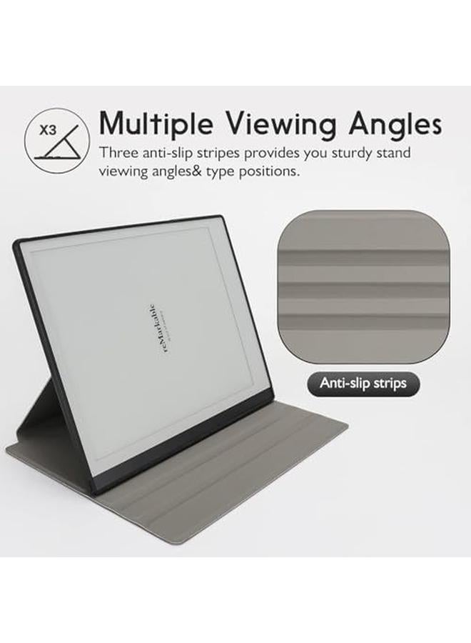 erorex حافظة متوافقة لجهاز ريماركابل 2 بحجم 10.3 بوصة إصدار 2020 لوح ورقي حافظة قابلة للطي رفيعة للغاية من جلد PU غلاف صلب مع وظيفة الاستيقاظ التلقائي والنوم وفتحة قلم باللون الأسود - Image 2