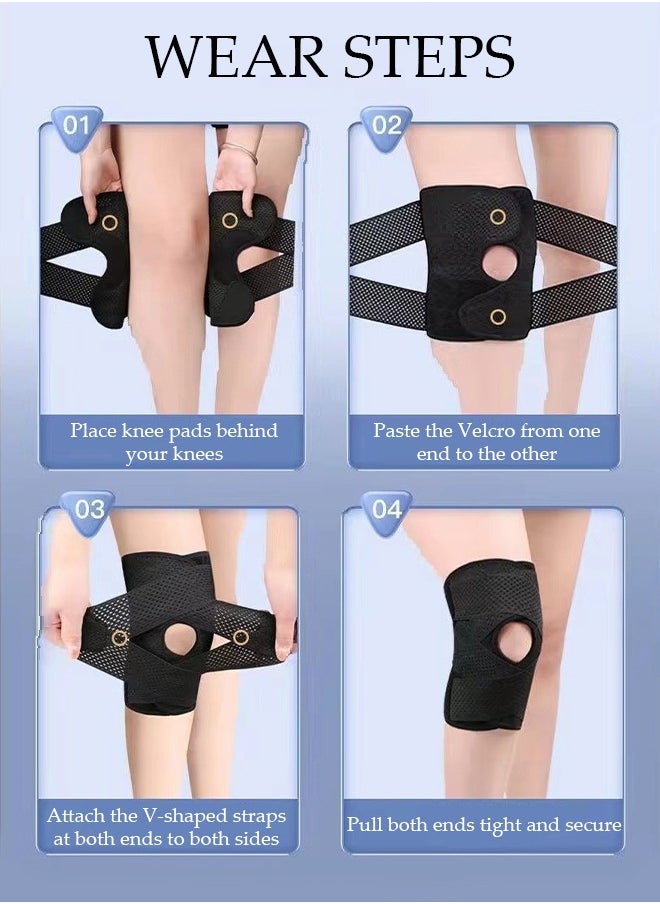 DUNISO - 1PCS Knee Pad Knee Brace with Side Stabilizers and Patella Gel Pads Adjustable Compression Knee Support Braces for Knee Pain Meniscus Tear ACL MCL Arthritis Joint Pain Relief Injury Recovery - Image 1