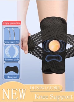 1PCS Knee Pad Knee Brace with Side Stabilizers and Patella Gel Pads Adjustable Compression Knee Support Braces for Knee Pain Meniscus Tear ACL MCL Arthritis Joint Pain Relief Injury Recovery