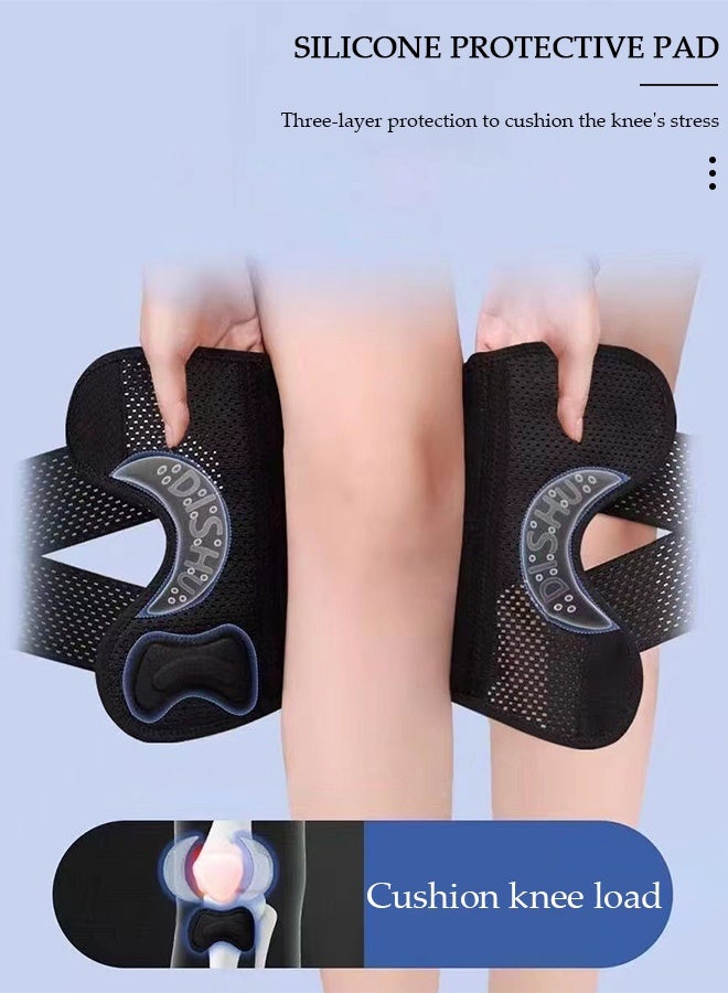 DUNISO 1 قطعة وسادة الركبة دعامة الركبة مع المثبتات الجانبية ومنصات هلام الرضفة قابل للتعديل ضغط دعم الركبة الأقواس لألم الركبة الغضروف المفصلي المسيل للدموع ACL MCL التهاب المفاصل تخفيف آلام المفاصل التعافي من الإصابات - Image 4