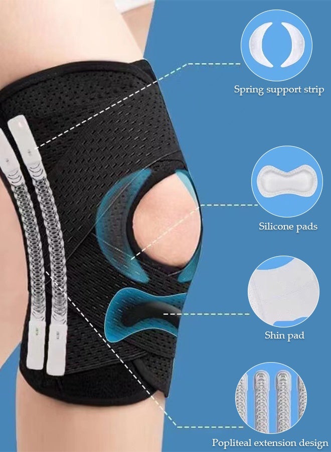 DUNISO 1 قطعة وسادة الركبة دعامة الركبة مع المثبتات الجانبية ومنصات هلام الرضفة قابل للتعديل ضغط دعم الركبة الأقواس لألم الركبة الغضروف المفصلي المسيل للدموع ACL MCL التهاب المفاصل تخفيف آلام المفاصل التعافي من الإصابات - Image 2