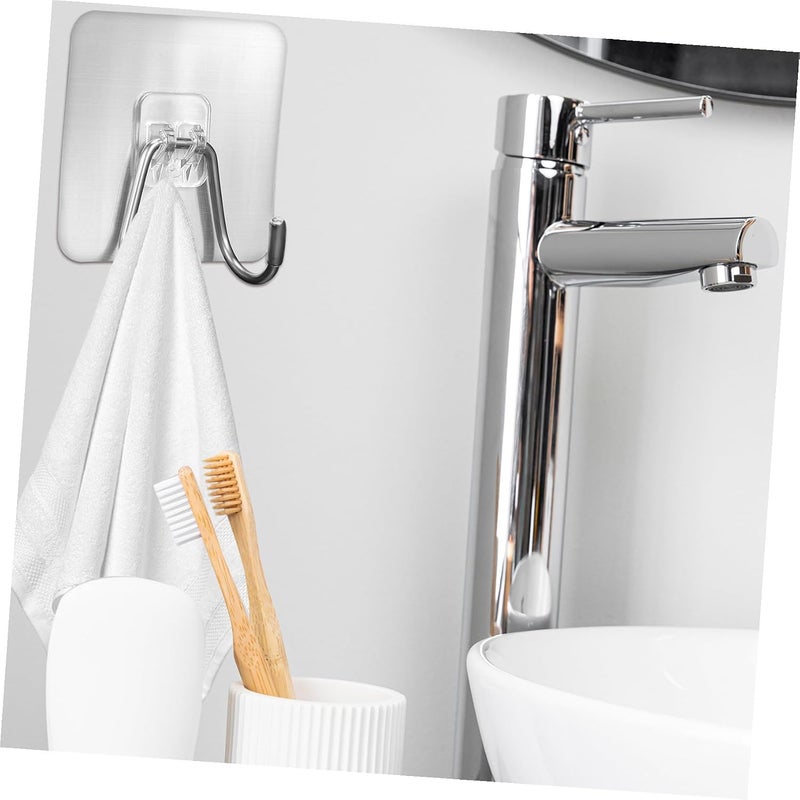 DECHOUS 5pcs Stainless Steel Adhesive Hooks Heavy Duty Sticky Wall Hooks for Hanging Towels Coats Kitchen Bathroom Bedroom Space Saving - Image 3