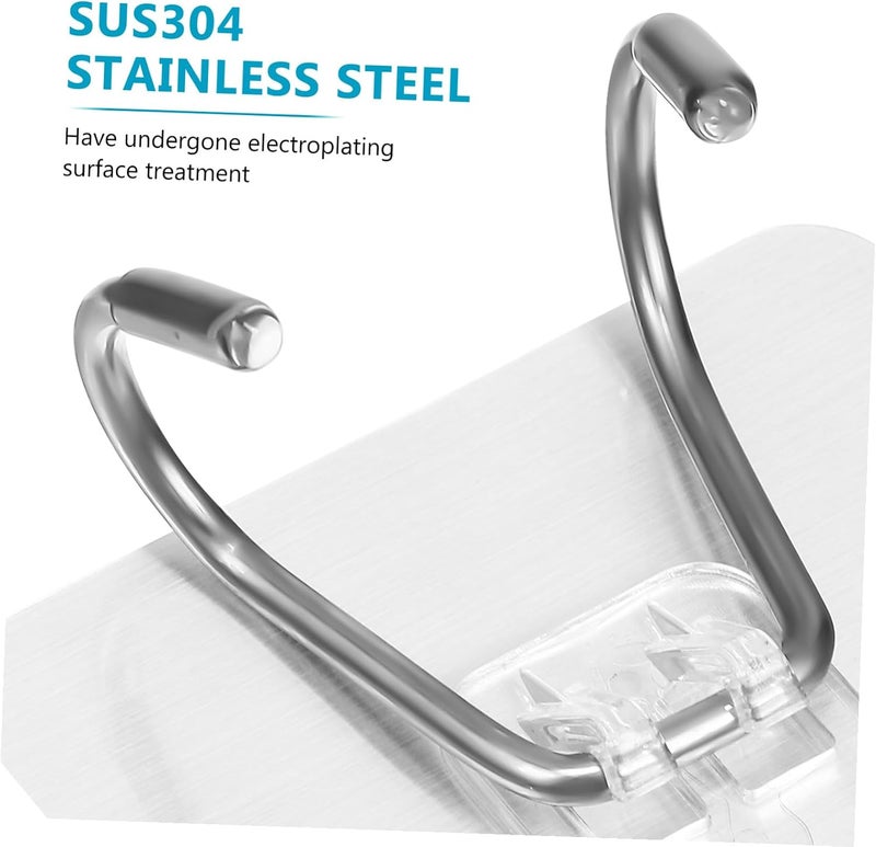 DECHOUS 5pcs Stainless Steel Adhesive Hooks Heavy Duty Sticky Wall Hooks for Hanging Towels Coats Kitchen Bathroom Bedroom Space Saving - Image 4
