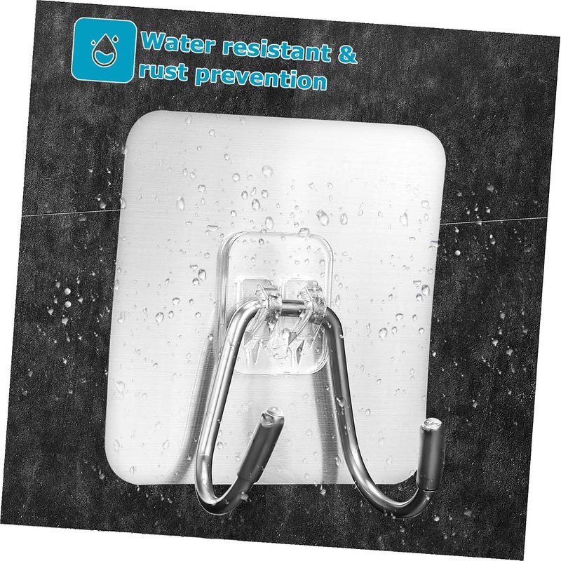 DECHOUS 5pcs Stainless Steel Adhesive Hooks Heavy Duty Sticky Wall Hooks for Hanging Towels Coats Kitchen Bathroom Bedroom Space Saving - Image 5