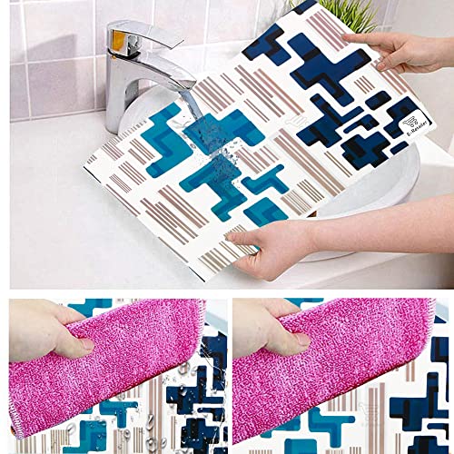 E-Retailer® Waterproof PVC Refrigerator Drawer Mats/Multipurpose Mats/Fridge Mats Set of 6 Pcs (Color-Geometric Blue, 17.5X11.5 Inches) - Image 4