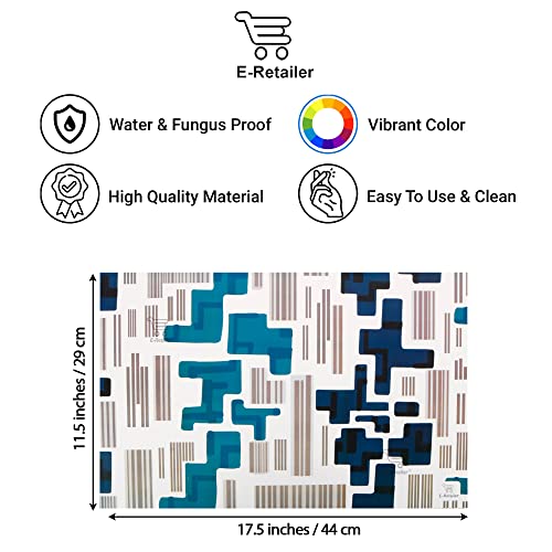 E-Retailer® Waterproof PVC Refrigerator Drawer Mats/Multipurpose Mats/Fridge Mats Set of 6 Pcs (Color-Geometric Blue, 17.5X11.5 Inches) - Image 3