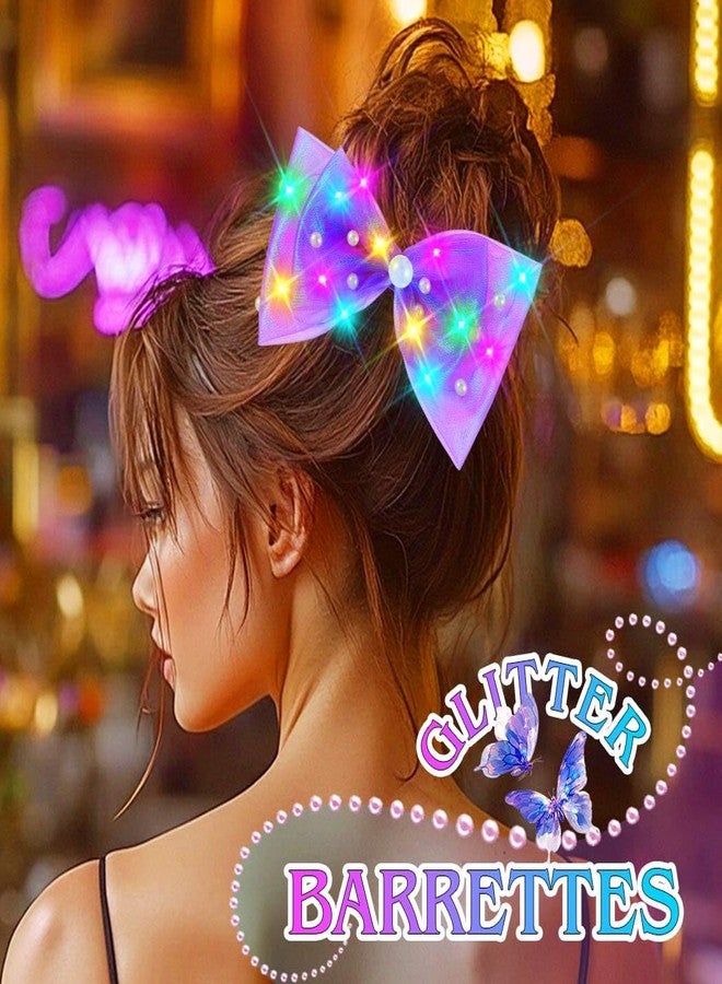 JEAIRTS Light Up Hair Bow Clip Glow LED Birthday Bow Accessories for Women(2-Purple) - Image 5