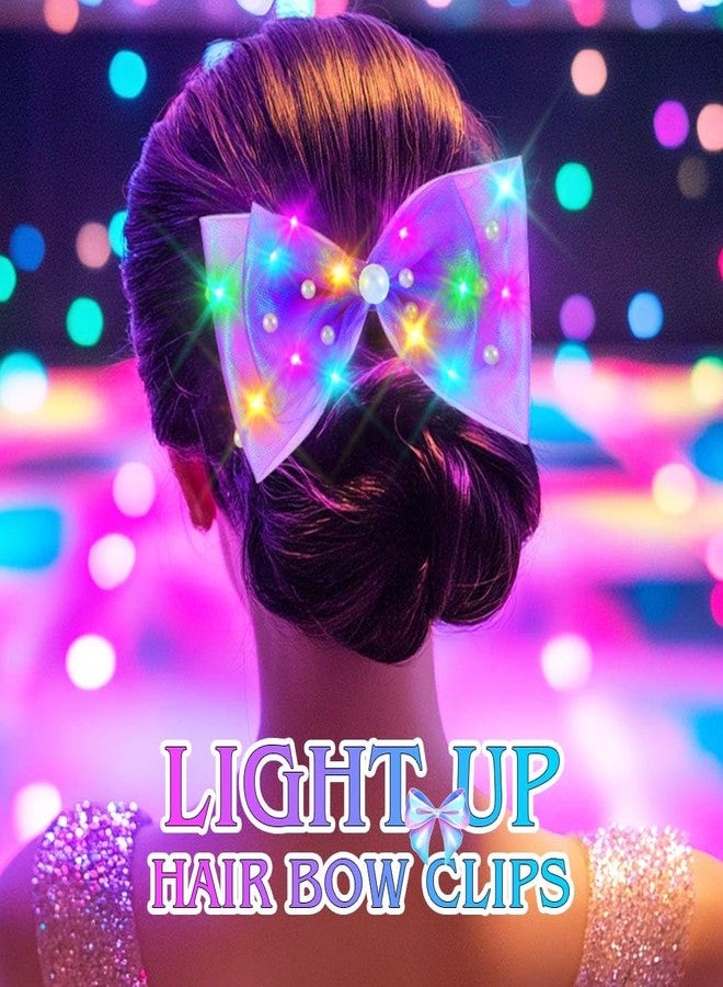 JEAIRTS Light Up Hair Bow Clip Glow LED Birthday Bow Accessories for Women(2-Purple) - Image 3