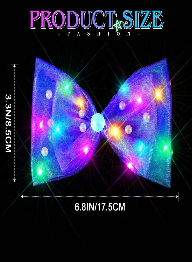 JEAIRTS Light Up Hair Bow Clip Glow LED Birthday Bow Accessories for Women(2-Purple) - Image 4