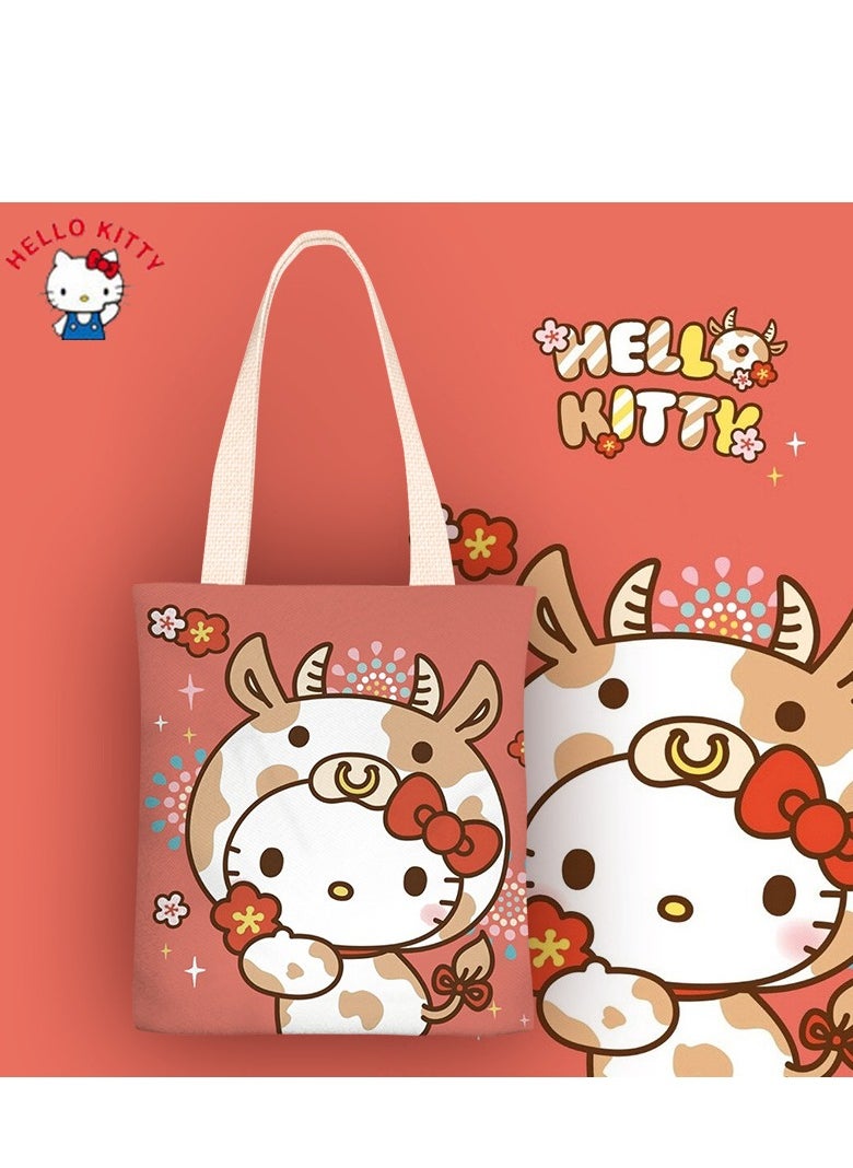Hello Kitty Cartoon Sanrio Hello Kitty pattern canvas tote bag  - Image 1