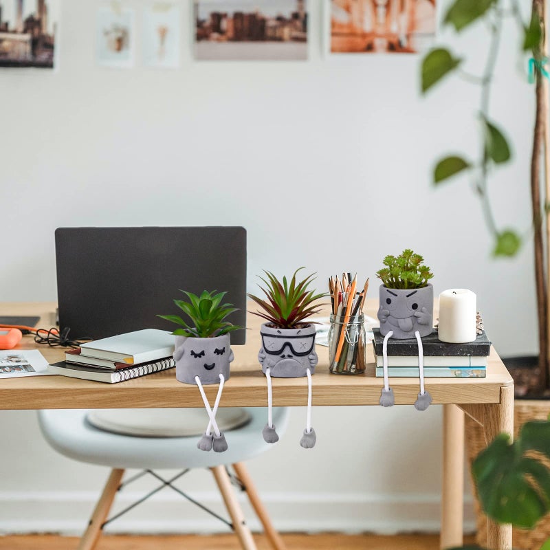 LUZOGA Set of 4 Small Artificial Succulents Potted Plants  Faux Succulents Desk Decoration  Fake Plants Wall Decor for Girls Gift  Bathroom Artificialplant Ornament  Home Office Bookshelf Decor - Image 4