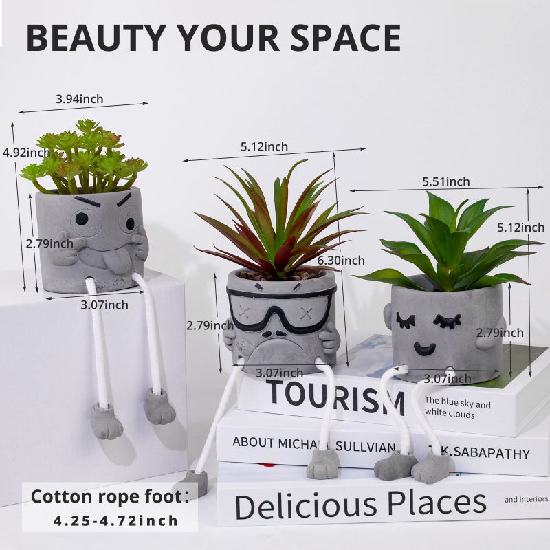 LUZOGA Set of 4 Small Artificial Succulents Potted Plants  Faux Succulents Desk Decoration  Fake Plants Wall Decor for Girls Gift  Bathroom Artificialplant Ornament  Home Office Bookshelf Decor - Image 2