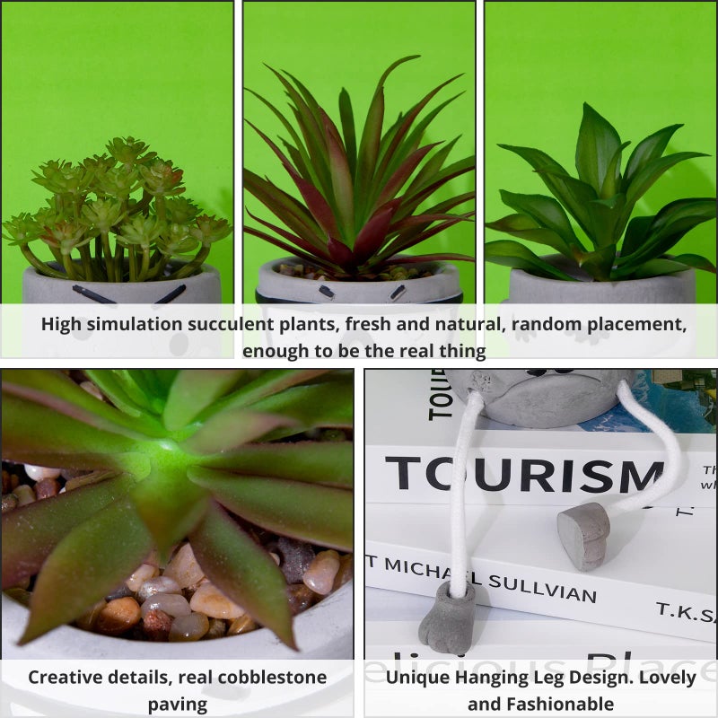 LUZOGA Set of 4 Small Artificial Succulents Potted Plants  Faux Succulents Desk Decoration  Fake Plants Wall Decor for Girls Gift  Bathroom Artificialplant Ornament  Home Office Bookshelf Decor - Image 3
