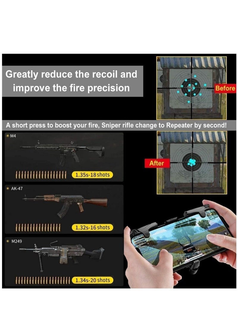 PUBG Mobile Gaming Controller, 16 Shots Per Second Shooting Triggers Game Controllers, PUBG/Fortnite/Cod Gamepad and L1/R1 Game Joystick, Automatic Click, Compatible with Android and iOS