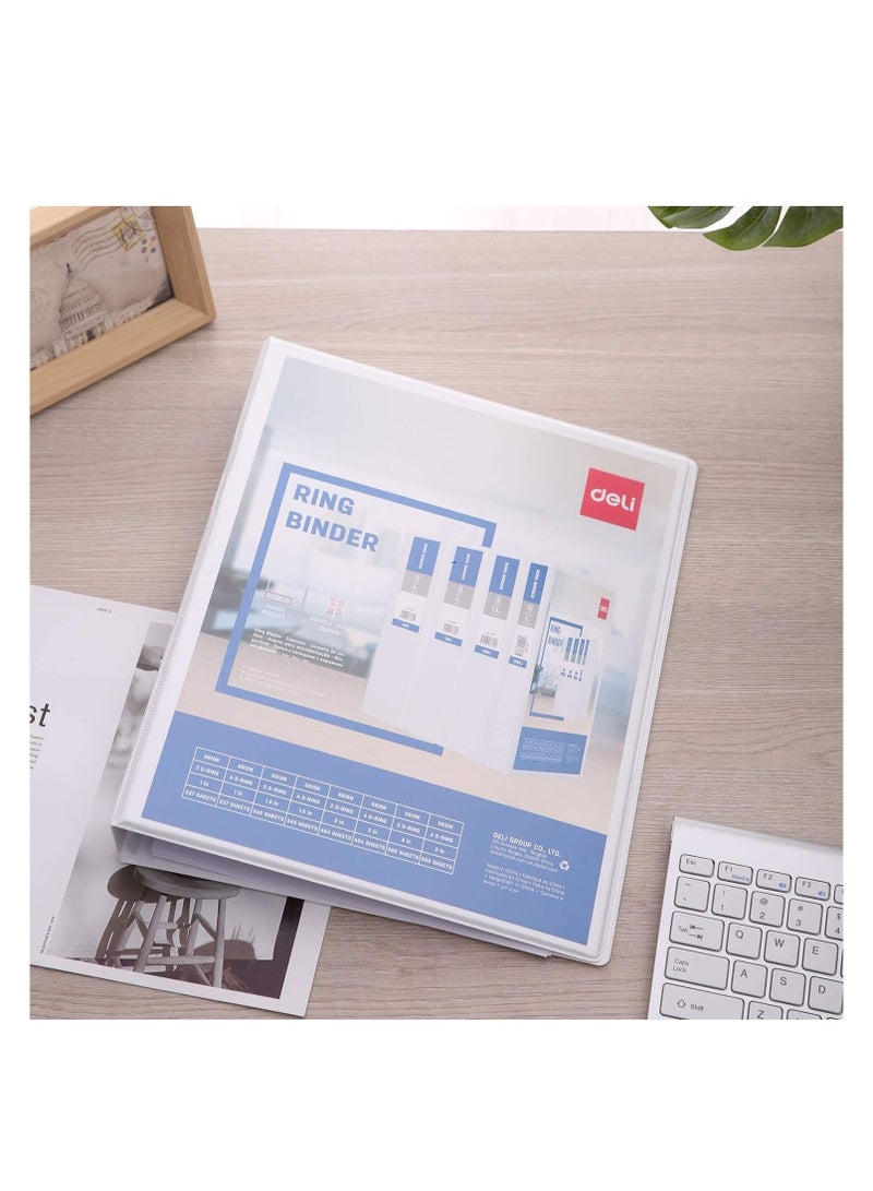 Deli 4-Piece Ring Binder White Two Rings 1Inch Wide  - Image 5