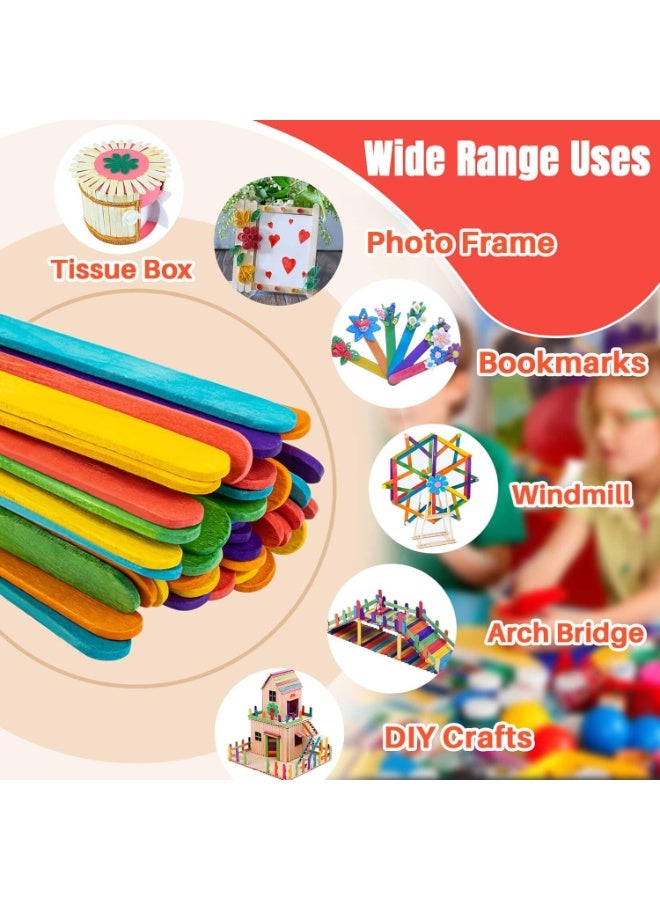 200 قطعة من عصي المصاصات الخشبية الملونة (11 سم) – مستلزمات فنية وإبداعية للمشاريع الحرفية والفصول الدراسية – آمنة للأطفال - Image 2