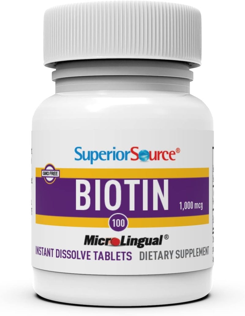 Superior Source Biotin 1000 mcg. Under The Tongue Quick Dissolve MicroLingual Tablets, 100 Count, Supports Healthy Hair, Skin, and Nail Growth, Helps Support Energy Metabolism, Non-GMO - Image 3