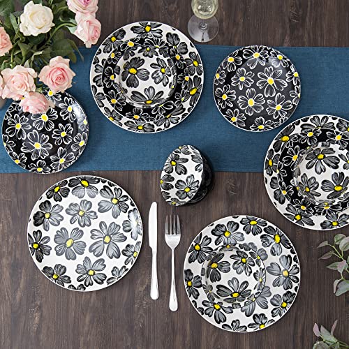 SAGOSKAT 12-pieces Dinnerware Set Ceramic Dish Set Plates Sets Service for 4, Bowl Sets, Stoneware Dinnerware Sets, 12pcs Plate and Bowl Set for kitchen - Image 4
