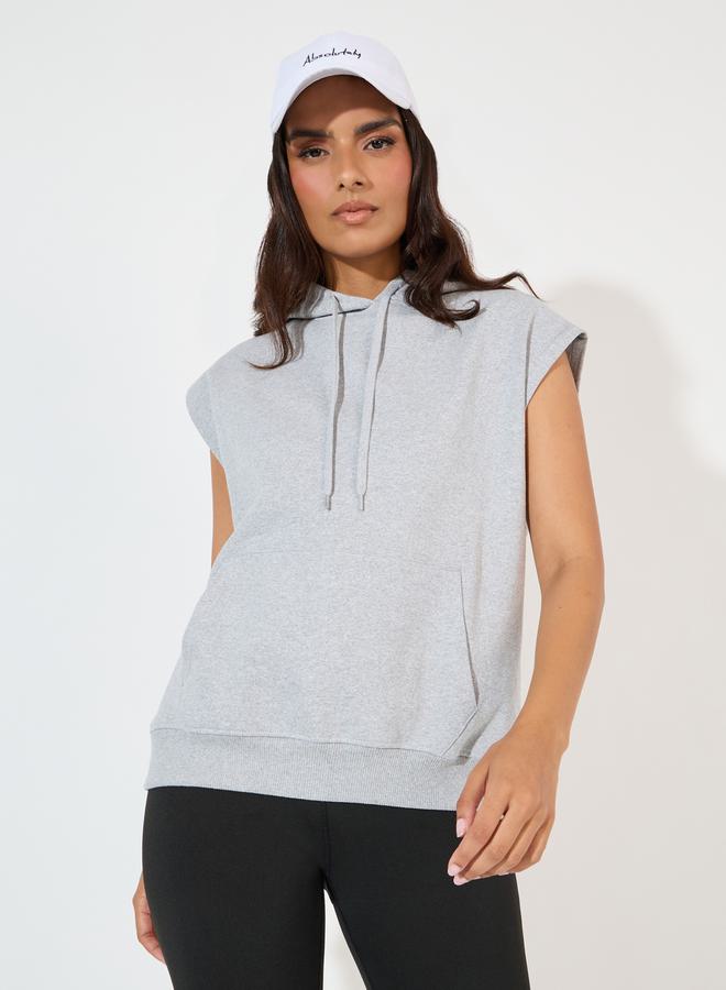 Styli Regular Fit Sleeveless Hoodie with Dropped Shoulder  - Image 1