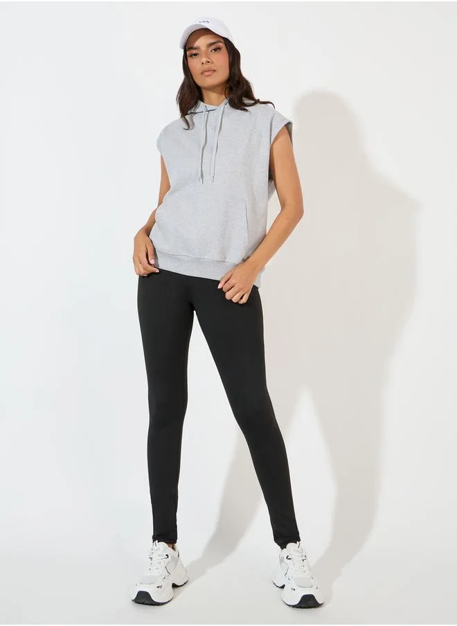 Styli Regular Fit Sleeveless Hoodie with Dropped Shoulder