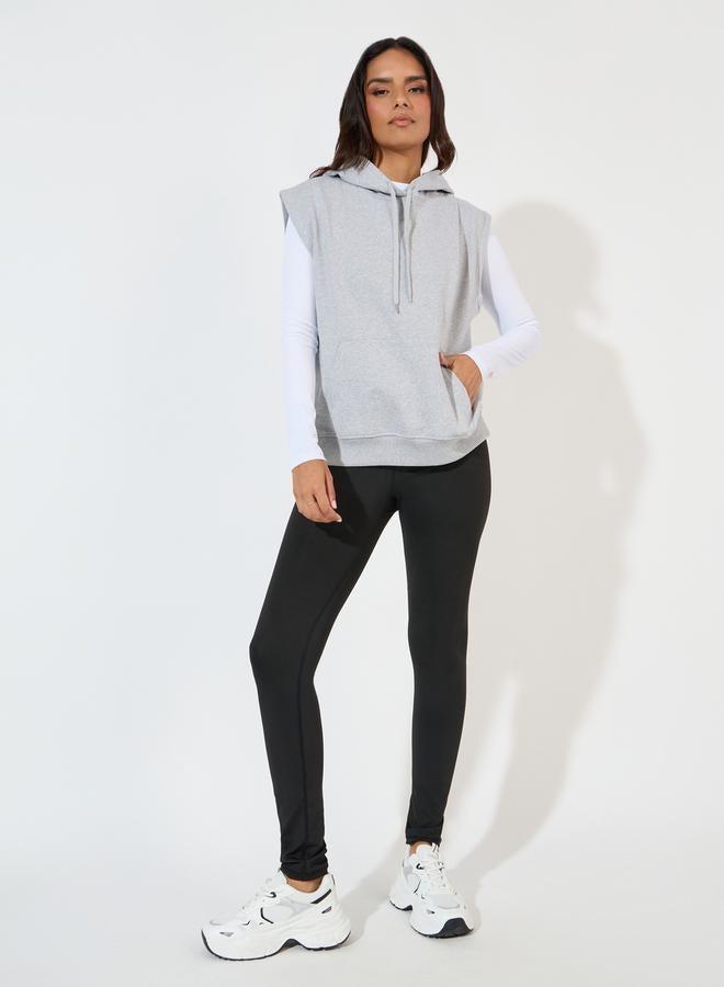Styli Regular Fit Sleeveless Hoodie with Dropped Shoulder  - Image 4