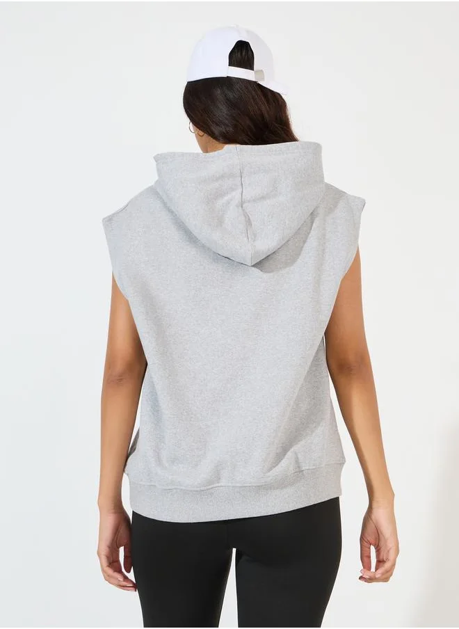 Styli Regular Fit Sleeveless Hoodie with Dropped Shoulder